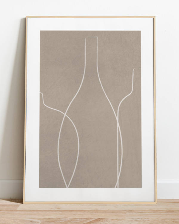 Set de 2 Láminas Abstractas Lineales Elegantes en Tonos Neutros - Imagen 3