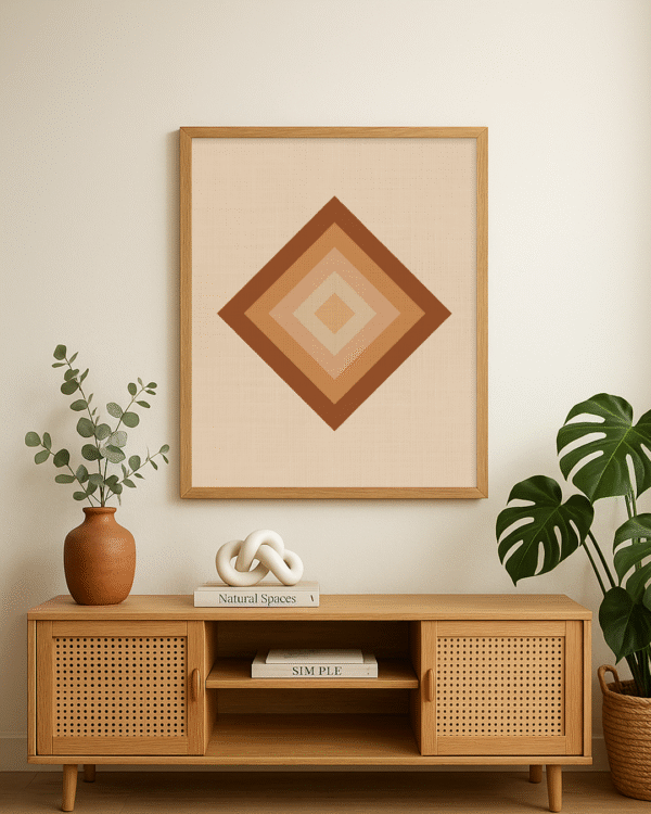 Lámina geométrica bohemia en tonos tierra – Arte minimalista para pared - Imagen 3
