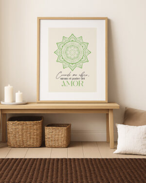 Lámina Chakra Corazón Mandala – Afirmación “Cuando me abro, siento el poder del amor”
