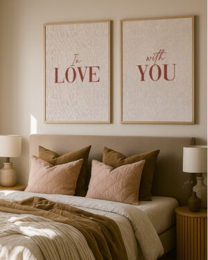 Set de 2 láminas Feng Shui “In Love With You” – Energía de amor para dormitorio