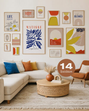 set de 14 láminas abstractas boho