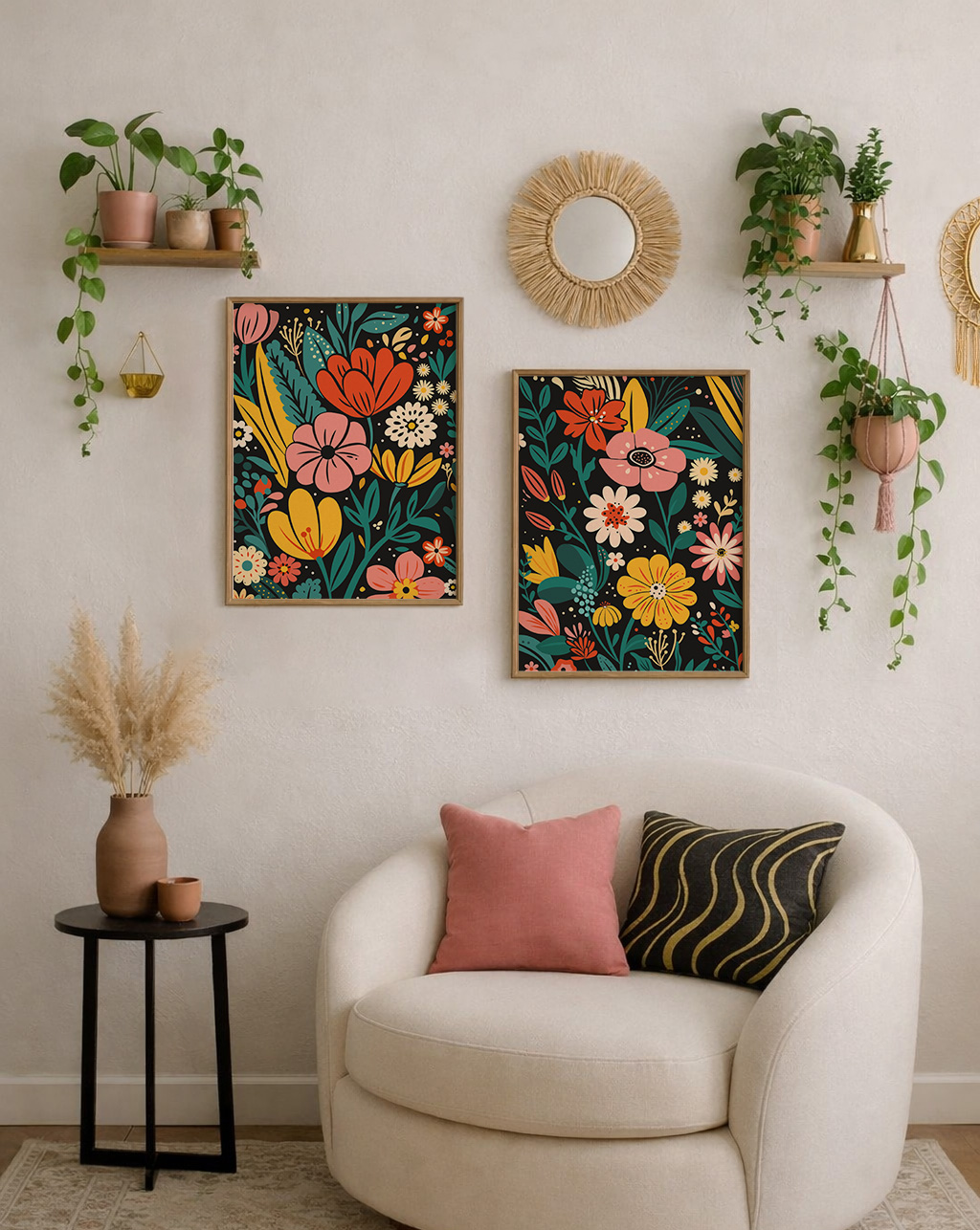 Set de 2 láminas botánicas florales modernas y coloridas - Imagen 2