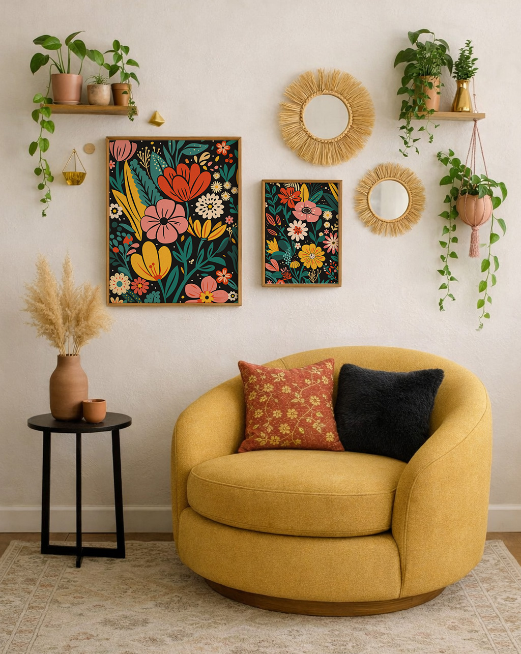 Set de 2 láminas botánicas florales