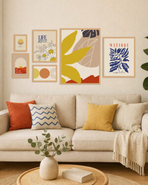 set de 6 láminas modernas abstractas botánicas